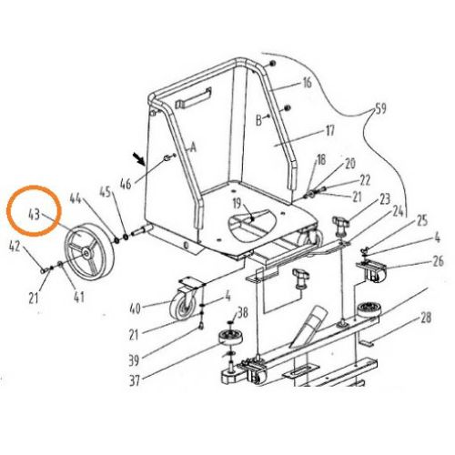 ニルフィスク エアスクープ8用部品 車輪 1個 43番(カート部品) ニルフィスク エアスクープ8用部品 車輪 1個 43番(カート部品)